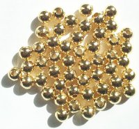 50 8mm Round Gold Plated Metal Beads